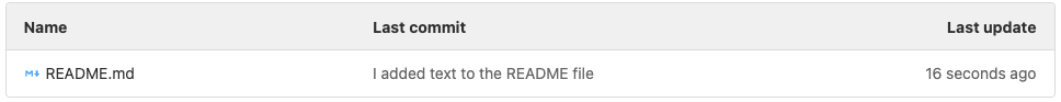 Display the commit message in the 'Last commit' column and the update time in the 'Last update' column