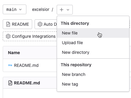 Create a new file in the project