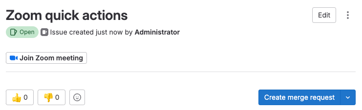 GitLab issue view showing a Join Zoom meeting button.